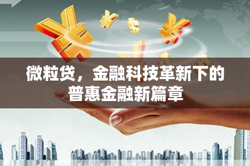 芦竹微粒贷，金融科技革新下的普惠金融新篇章
